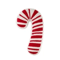 Coussin de Noël en peluche en forme de canne à sucre rayée rouge et blanc pour décor - 42cm/16.5 pouces