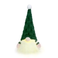 Glow Christmas gnome with green knit hat and LED light nose, festive table ornament - Green