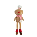 Lebkuchenmann Plüschfigur mit Kochmütze und Karoschal für die Weihnachtsdekoration - Lebkuchenmann mit Kochmütze