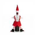 Weihnachtliche Elf-Weinflaschenhülle mit rotem Kleid und gestreiften Beinen Deko - ML-O895