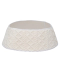 Creamy white cable knit Christmas tree collar skirt base with diamond textured pattern - Diamond Pattern Tree Collar / Off White