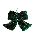 Fiocco natalizio in velluto verde scuro con paillettes dorate e ricami a rombi - ML-O1134/11.8in