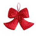 Red velvet Christmas bow with gold diamond stitching and silver sequins for tree decor - Medium (ML-O1137)