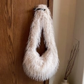 Chic cream faux fur hobo bag with soft plush texture for autumn and winter style - Pink