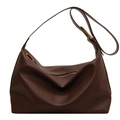 Dark brown hobo shoulder bag with litchi grain texture and adjustable strap - Coffee