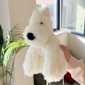 Lindo bolso bandolera de peluche blanco con forma de perro y piel sintética suave - Blanco