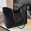 Black Oxford cloth tote bag with double handles and Fashion Bag New York label - Black