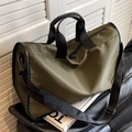 Olive green large capacity tote bag with black straps and adjustable shoulder strap - Green