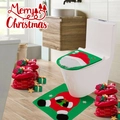 Housse de toilette de Noël avec gnome et tapis assorti pour décoration de salle de bain - Style Père Noël/Gnome sans visage