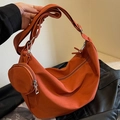 Bolso medialuna de lona naranja con correa ajustable y pequeño monedero incluido - Naranja