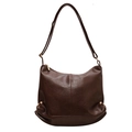 Bolso hobo minimalista grande en cuero PU marrón oscuro con correa ajustable - Marrón