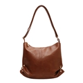 Bolso hobo marrón en cuero PU con textura vintage, correa ancha y detalles dorados - Marrón