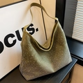 Borsa hobo verde vintage con strass argentati scintillanti e grande capacità - Verde