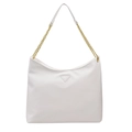 Minimalistische witte PU-emmer tas met litchi-patroon en gouden ketting - Wit