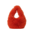 Bolso de mano de piel sintética naranja brillante con textura suave de peluche - Naranja