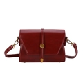 Deep red vintage PU leather envelope crossbody bag with a round gold metal buckle - Red