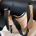 Beige crescent nylon crossbody bag with adjustable wide black strap and buckle - Khaki