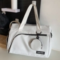 Borsa da viaggio bianca minimalista con un piccolo portamonete rotondo rimovibile sul manico - Bianco