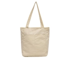 Große beige Nylon-Einkaufstasche für Damen mit Vordertasche und geräumigen Schultergurten - Gebrochenes Weiß