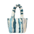 Plüsch-Tote-Bag mit blau-beigem Batikmuster und weicher Textur für Damen im Alltag - Blau