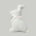 Easter plush white bunny pillow with pink ribbon bow in soft lamb velvet material - Standing Rabbit
