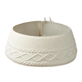 Collare per albero di Natale in maglia bianco crema con motivi a trecce decorativi - Maglia Geometrica Crema (ML-O1364)
