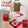 Christmas toilet cover set with Santa Claus and snowflake pattern for bathroom decor - Red And Gray Faceless Gnome Style