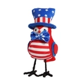 Patriotic bird plush figurine featuring American flag patterns and stars top hat - Blue Hat