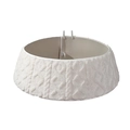 White faux fur knitted Christmas tree skirt with textured diamond pattern variant - White Diamond Pattern Fur (ML-O1523)