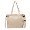 Versatile cream canvas tote bag with adjustable shoulder straps and side drawstring detail - Off White