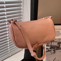 Pink PU leather pillow shoulder bag with gold hardware and adjustable strap - Pink