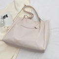 Borsa tote rosa minimalista di grande capacità con tasca posteriore e anelli in metallo - Senza Ciondolo / Bianco avorio