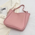 Pink minimalist large capacity tote bag in dusty rose matte finish with shoulder strap - No Pendant / Pink