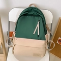Mochila minimalista verde bosque y beige con múltiples bolsillos y tela impermeable - Verde