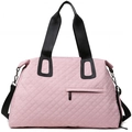 Bolsa de viaje rosa acolchada con correas negras y tela impermeable para deporte - Violeta Claro