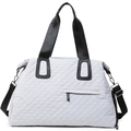 Bolso de viaje grande gris claro con acolchado de diamantes y correa ajustable - Gris claro