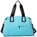 Bolso de viaje acolchado azul cielo con patrón de rombos y correas negras ajustables - Azul lago