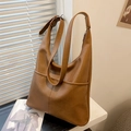 Bolso hobo vintage marrón con textura de lichi y gran capacidad para mujer - Marrón
