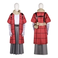 Costume de cosplay Kihachi Sakamoto avec robe à carreaux rouge et sacs de taille - S / Style à Carreaux Rouge