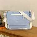 Bolso mensajero azul y blanco con correa ajustable y diseño tote de gran capacidad - Azul Sin Colgante