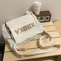 White large capacity tote bag with XBOKA letter patch and wide adjustable strap - White Without Pendant