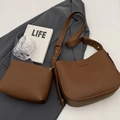 Brown litchi grain bucket bag set with matching pouch and adjustable strap - Brown