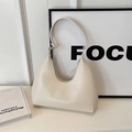 Minimalist cream-white faux leather hobo shoulder bag with a sleek crescent design - Off-white