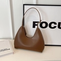 Classic brown leather hobo bag with silver zipper and adjustable shoulder strap for women - Chestnut Brown