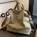 Armeegrüner Canvas-Shopper mit verstellbarem Schultergurt und Marken-Schriftzug - Grün