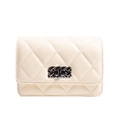 Borsa a tracolla trapuntata color crema con chiusura argento e trama a rombi - Bianco Crema Grande