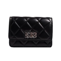 Borsa a tracolla in pelle trapuntata nera con elegante chiusura a girello in metallo - Nero Grande