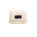 Borsa a tracolla beige trapuntata con chiusura a rotazione argento e catena da donna - Bianco Crema Piccolo