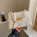 Elegant white quilted crossbody bag with gold CH logo and chain strap for women - Off-white