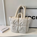 Borsa tote imbottita trapuntata bianco crema con doppi manici imbottiti morbidi - Bianco Sporco